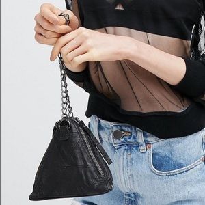 Patchwork Faux Leather Pyramid Wristlett